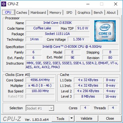 Intel Core i3-8350K - podkręcanie