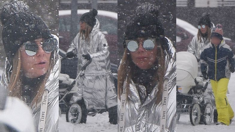 Silna i niezależna Małgorzata Rozenek pcha wózek z Heniem w śnieżnej zamieci (ZDJĘCIA)