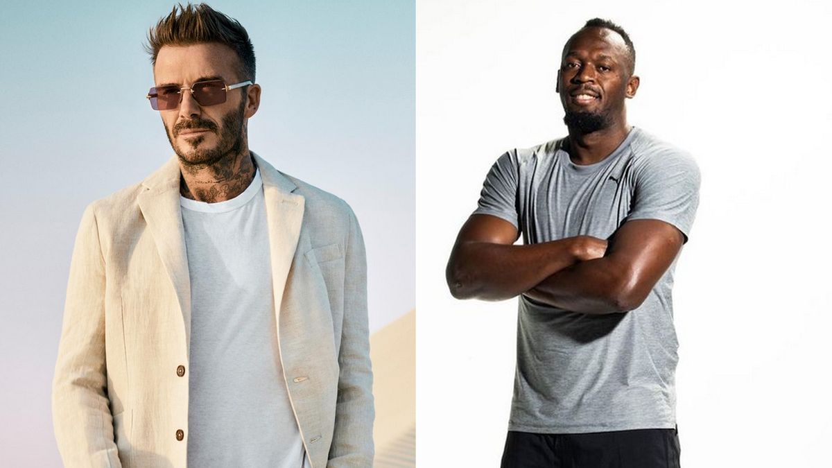 Na zdjęciu od lewej: David Beckham i Usain Bolt.