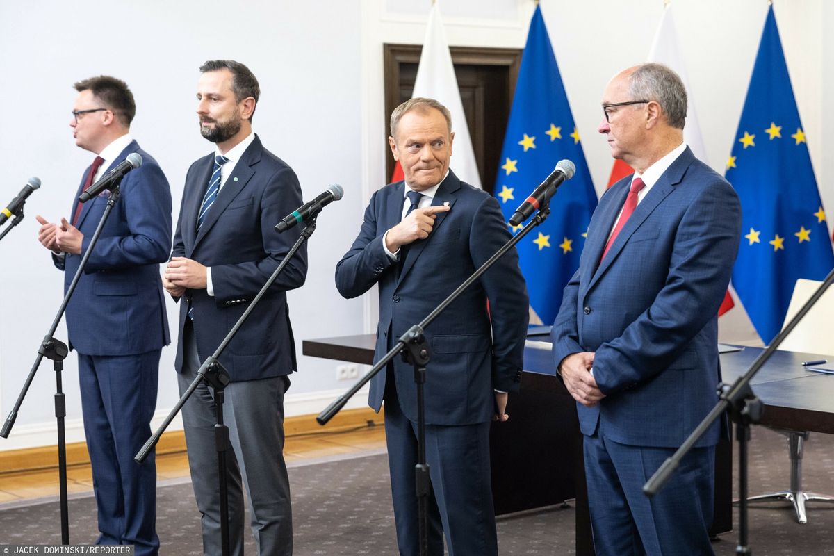 donald tusk, szymon hołownia, władysław kosiniak-kamysz, włodzimierz czarzasty, rząd Donald Tusk szykuje wydarzenie z udziałem liderów koalicji. Padła data