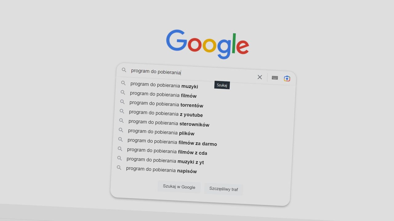 Wyszukiwanie programów w Google.