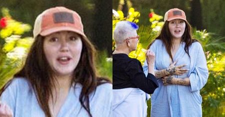 NATURALNA Noah Cyrus w szlafroku gaworzy z sąsiadami. Bez makijażu w końcu przypomina siebie?