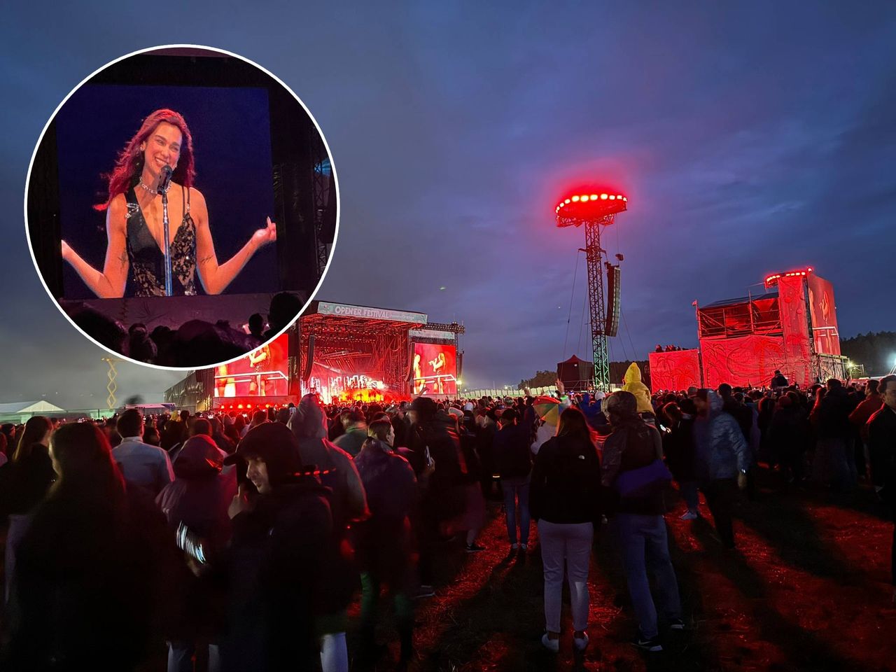 Open'er 2024. Udało się! Dua Lipa dała koncert w Gdyni. Bez ewakuacji, ale nie bez deszczu