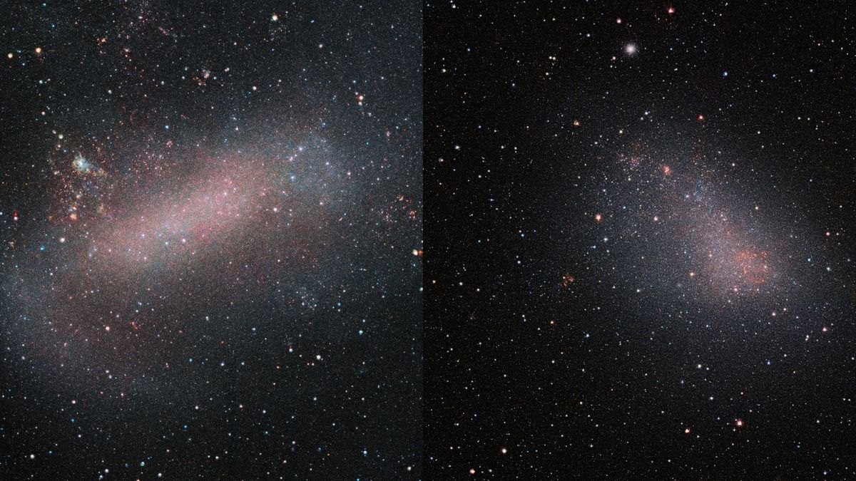 Wielki i Mały Obłok Magellana sfotografowane przez teleskop VISTA w obserwatorium na Cerro Paranal. (fot: ESO/VISTA)