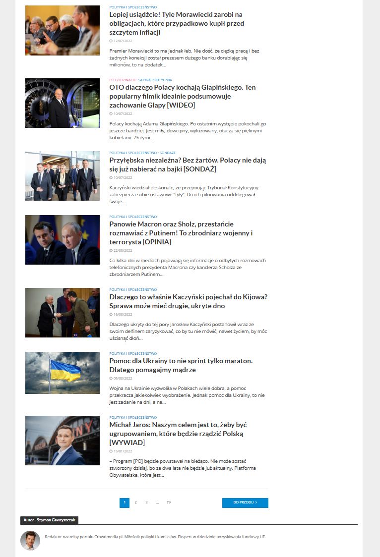 Część z 790 artykułów podpisanych nazwiskiem Gawryszczaka.
