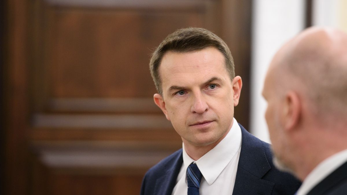 Polish Minister Minister for the European Union Adam Szlapka takes part in the weekly government's cabinet meeting in Warsaw, Poland on April 15, 2025.