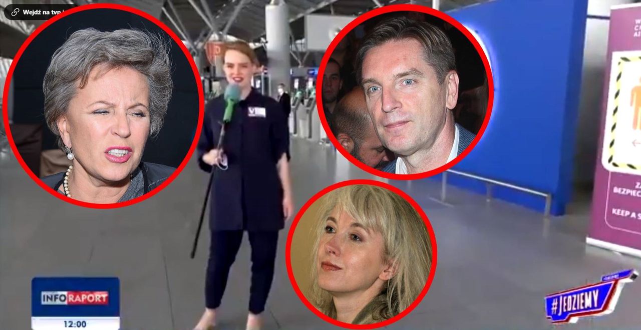 TVP Info kpi z Manueli Gretkowskiej, Tomasza Lisa i Krystyny Jandy. Dziennikarka szukała ich na lotnisku