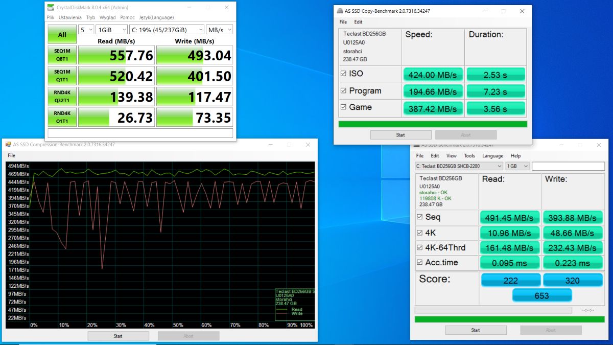 wydajność dysku SSD Teclast 256 GB