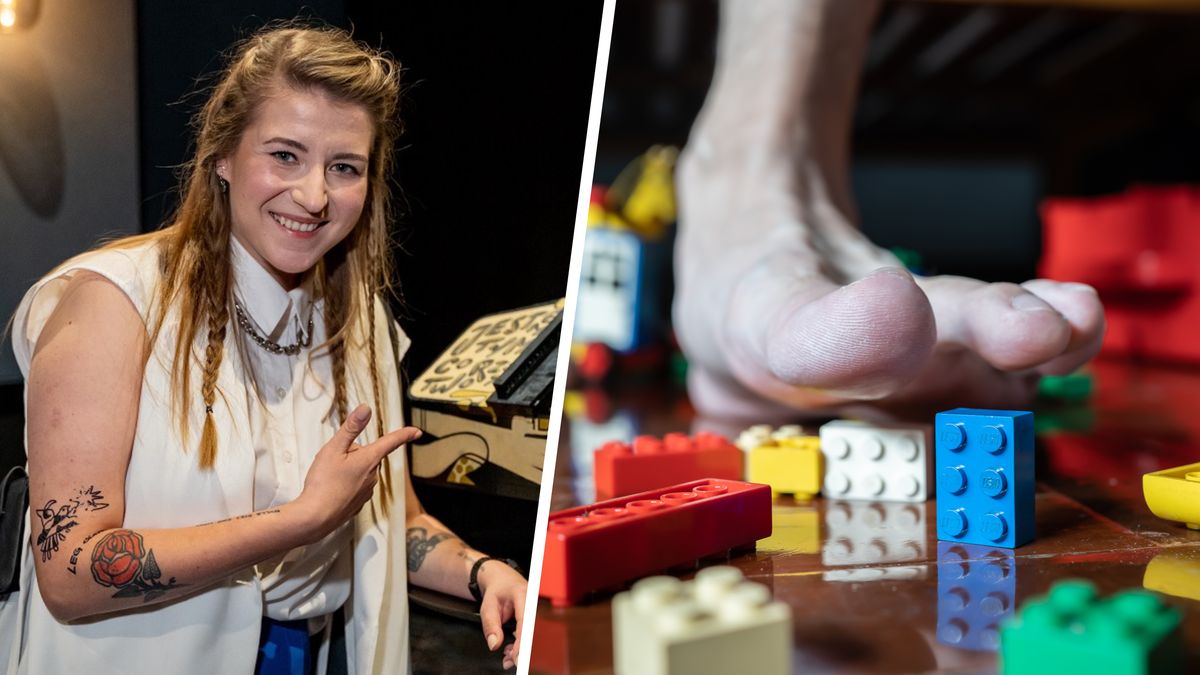 Fot. z lewej: Pola Lisowicz przy modelu z klocków Lego, który pomalowała, zmieniając w małe dzieło sztuki. Fot. z prawej: zdjęcie ilustracyjne