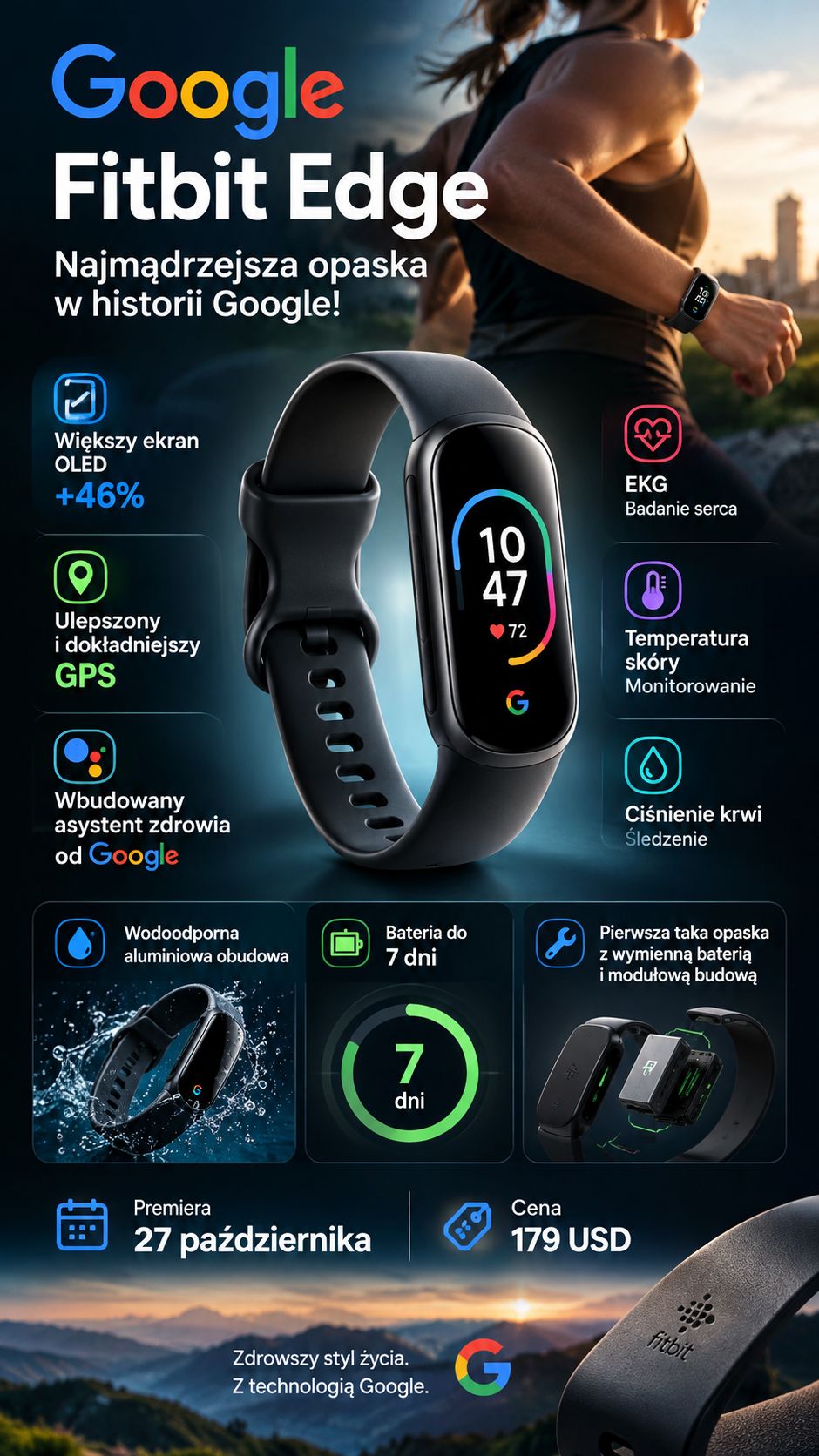 Smukła jak opaska, potężna jak smartwatch? Oto Fitbit Edge