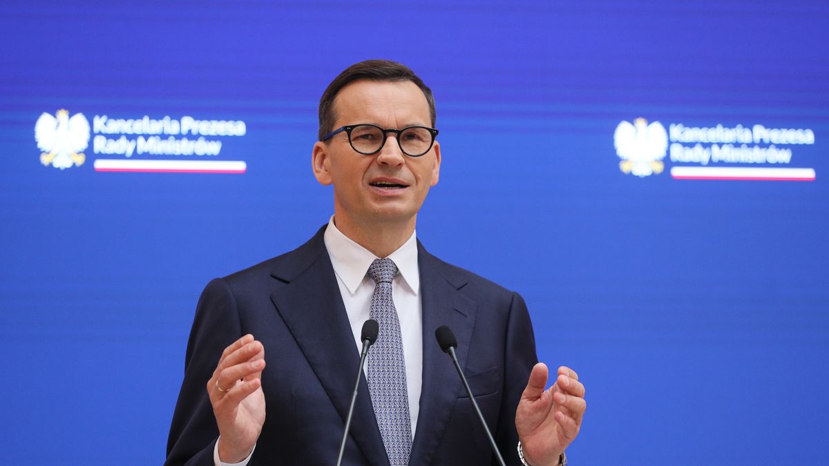 Warszawa, 09.06.2023. Premier Mateusz Morawiecki podczas konferencji prasowej po posiedzeniu Rady Ministrów, 9 bm. w siedzibie Kancelarii Prezesa Rady Ministrów w Warszawie. (sko) PAP/Paweł Supernak