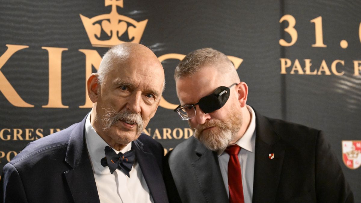 Janusz Korwin-Mikke i Grzegorz Braun podczas kongresu KINGS