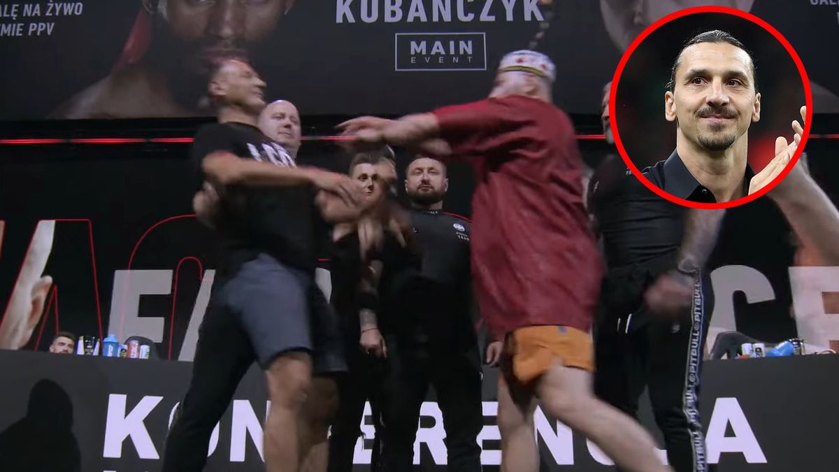 YouTube / Fame MMA/Getty Images/ Marco Luzzani / Na zdjęciu: Dariusz Kaźmierczuk odpycha Piotra Świerczewskiego. W kółku Zlatan Ibrahimović