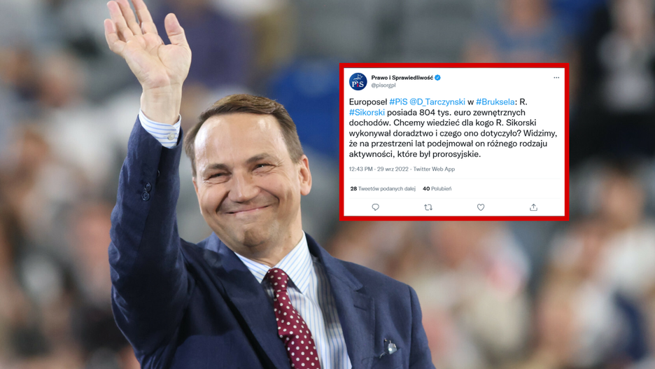 Prawo i Sprawiedliwość pyta o źródło dochodów Radosława Sikorskiego