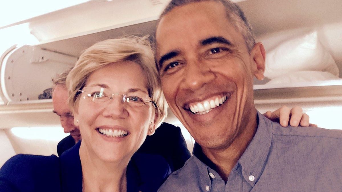 Elizabeth Warren z Barackiem Obamą