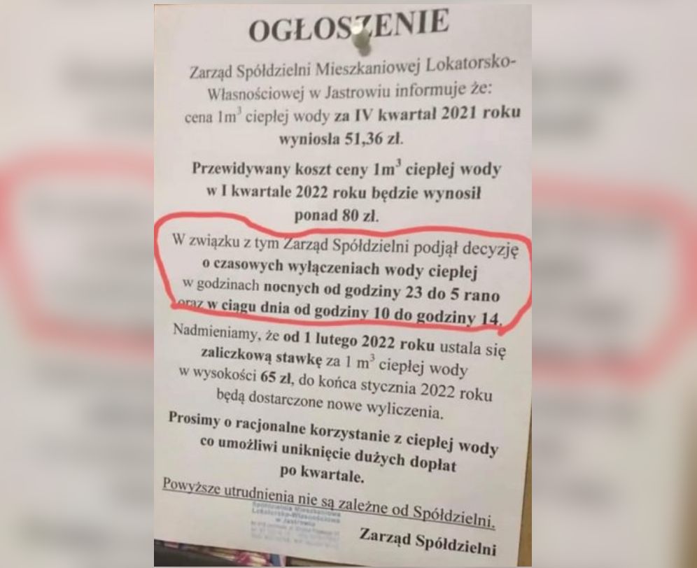 Pismo ze spółdzielni