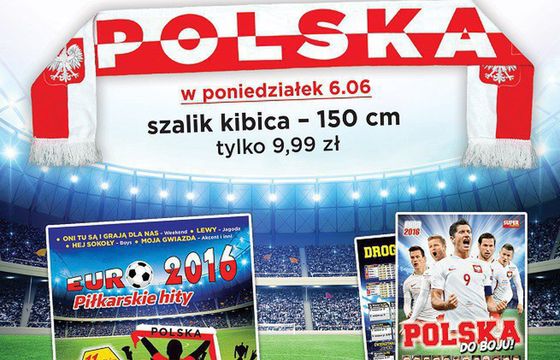 „Super Express” (ZPR Media) z zestawem dla kibica na Euro 2016: szalik reprezentacji Polski, plakat i CD