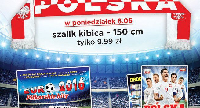 „Super Express” (ZPR Media) z zestawem dla kibica na Euro 2016: szalik reprezentacji Polski, plakat i CD