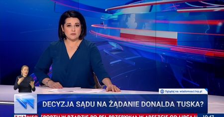 "Wiadomości" idą na rekord. Tusk mówi po niemiecku i "wpływa na decyzje sądu"