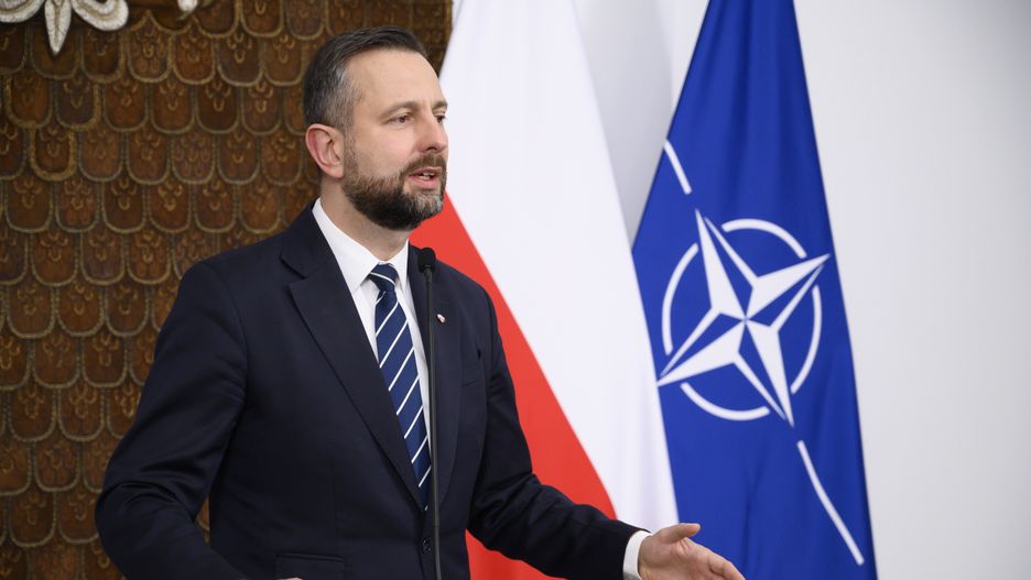 Poland's Deputy Prime Minister and Defence Minister, Wladyslaw Kosiniak-Kamysz holds a press conference after awarding U.S. soldiers stationed in Poland for their service in occasion of the upcoming Poland's Independence Day that will take place on November 11, in Warsaw, Poland on November 6, 2024.