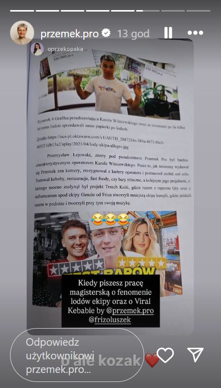 Fanka napisała magisterkę o Frizie i Przemku Pro?