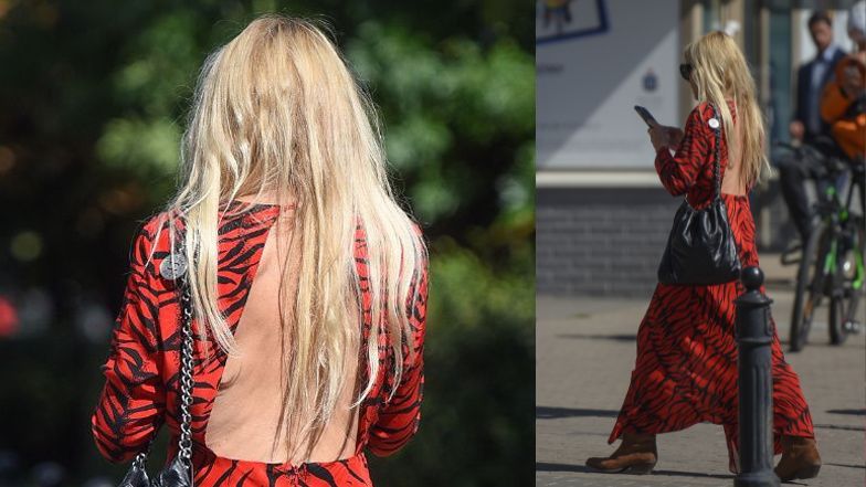 Monika Olejnik paraduje po mieście w "drapieżnej" sukni