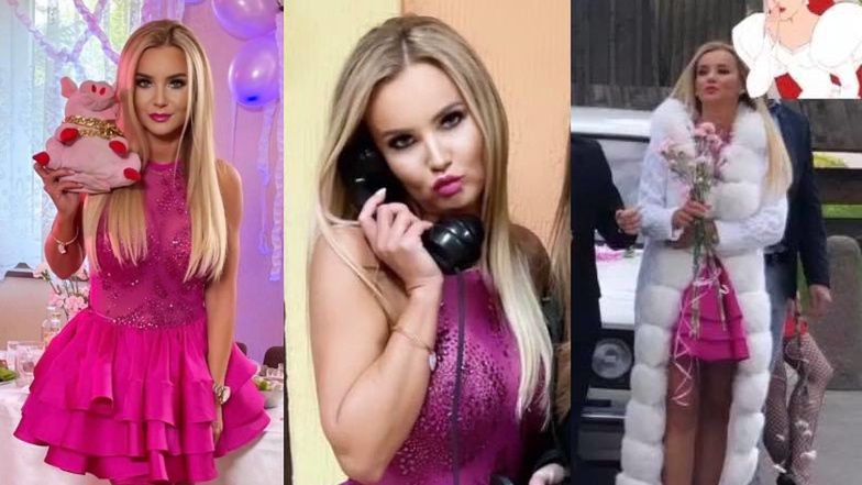 Monika Chwajoł w landrynkowej sukience na weselu znajomych