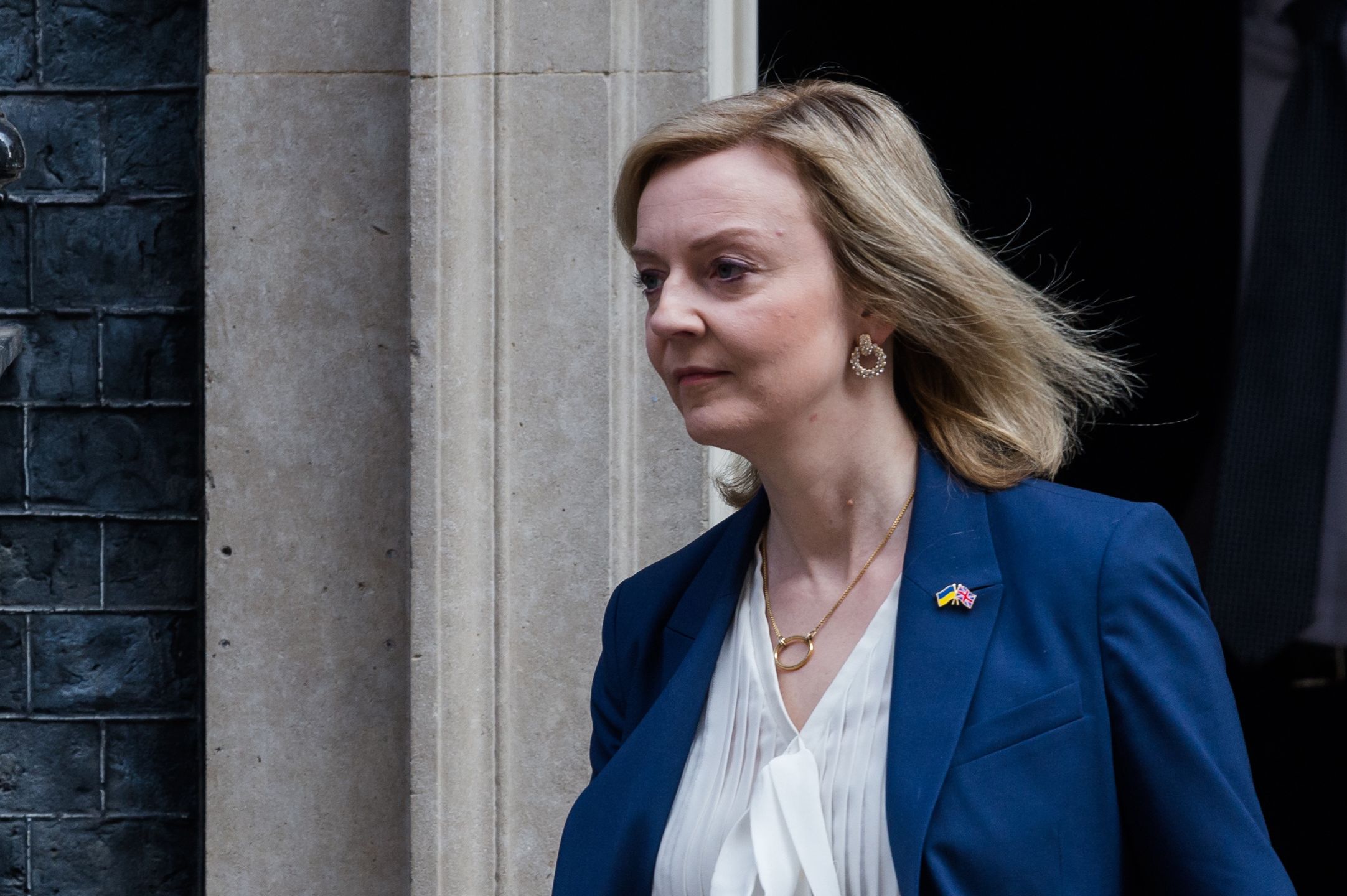LONDON, UNITED KINGDOM - MARCH 23, 2022: Secretary of State for Foreign, Commonwealth and Development Affairs, Minister for Women and Equalities Liz Truss leaves Downing Street in central London after attending the Cabinet meeting ahead of today's Spring Budget announcement on March 23, 2022 in London, England. (Photo credit should read Wiktor Szymanowicz/Future Publishing via Getty Images)