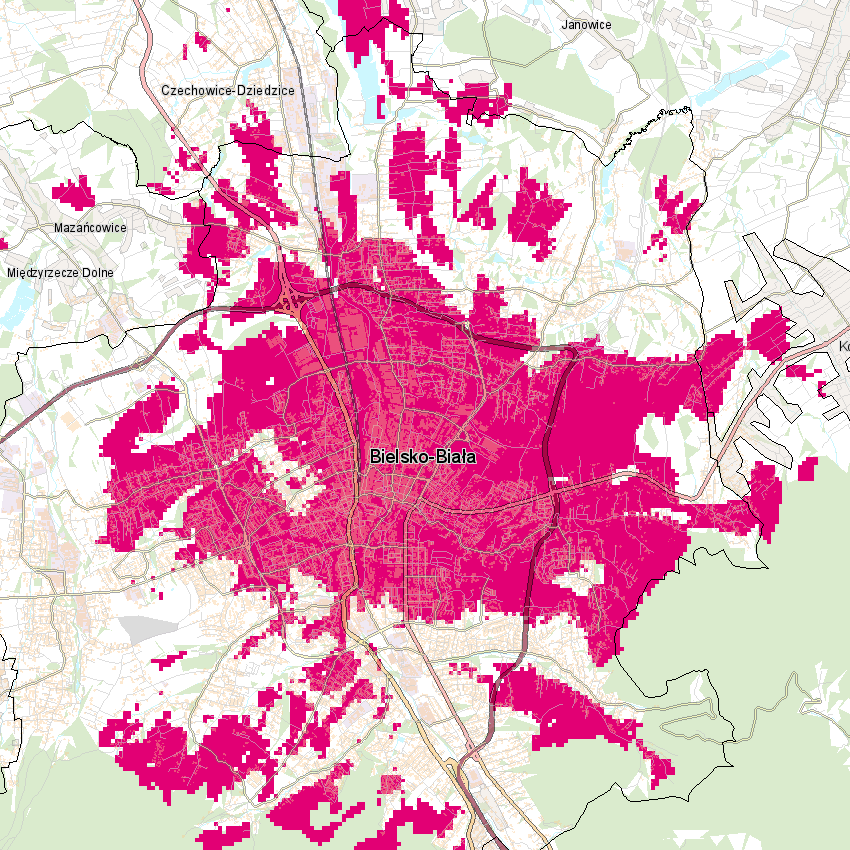 Zasięg 5G w Bielsku-Białej, fot. T-Mobile.