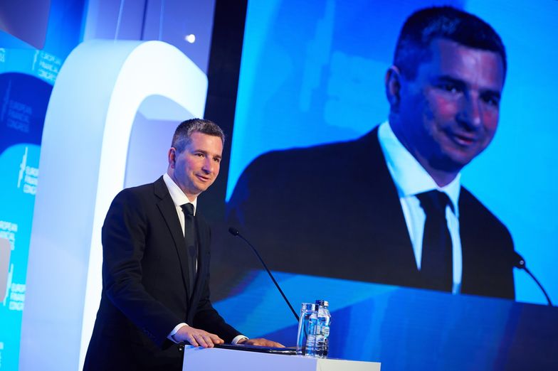 Sopot, 22.06.2015. Minister finansów Mateusz Szczurek przemawia</br> podczas otwarcia V Europejskiego Kongresu Finansowego w Sopocie</br>