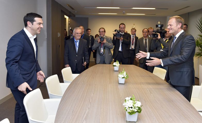 Bruksela, 22.06.2015. Donald Tusk wita premiera Grecji Aleksisa Ciprasa</br> na szczycie strefy euro