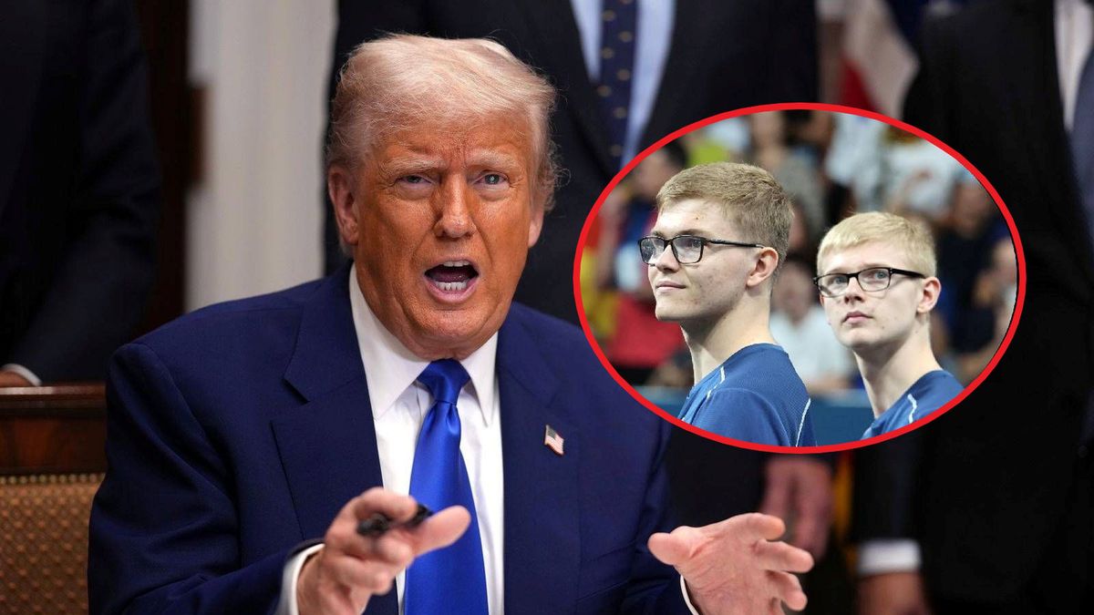 Getty Images /  Andrew Harnik/Getty Images/ Xavier Laine/Getty Images / Na dużym zdjęciu Donald Trump, na małym Felix i Alexis Lebrun