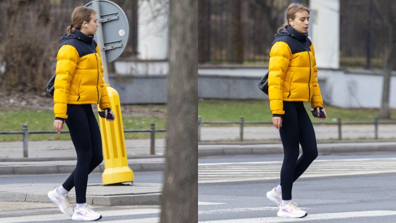 Oliwia Bieniuk w kurtce za 1200 zł i legginsach mknie z siłowni