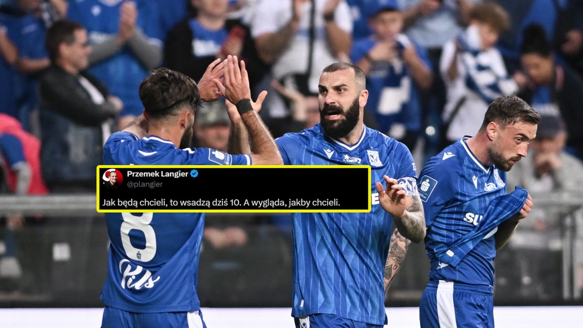 PAP / Jakub Kaczmarczyk/x.com/Przemysław Langier / Piłkarze Lecha Poznań i wpis Przemysława Langiera