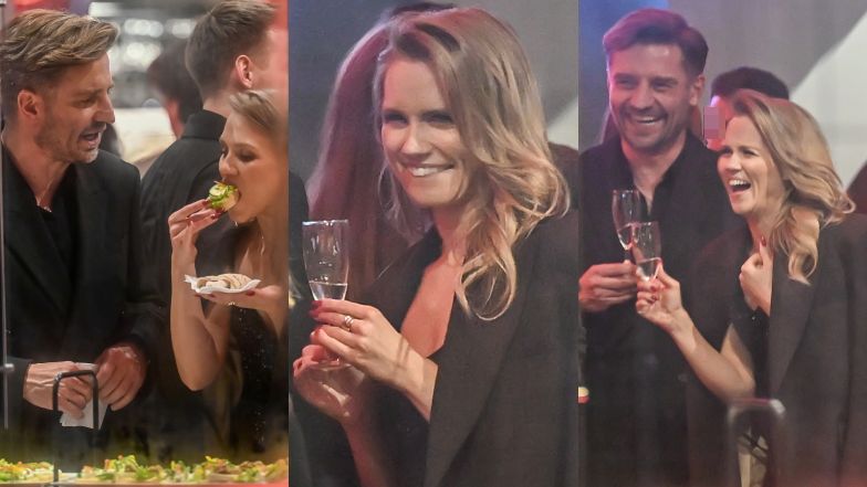 Agnieszka Kaczorowska i Marcin Rogacewicz bawią się na bankiecie