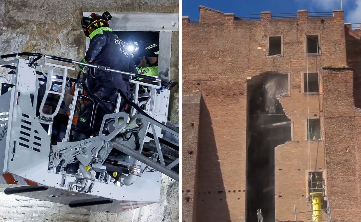 Robotnik uratowany spod gruzów średniowiecznej wieży w centrum Rzymu
