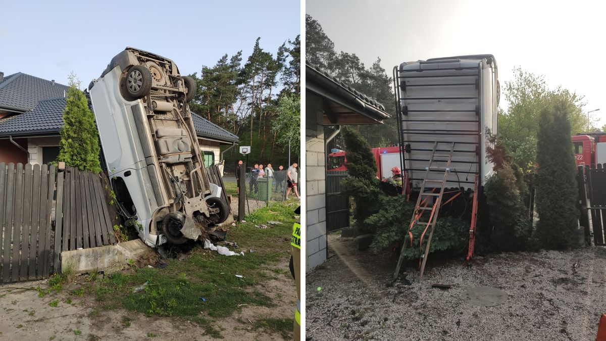 Samochód dostawczy wjechał na ogrodzenie