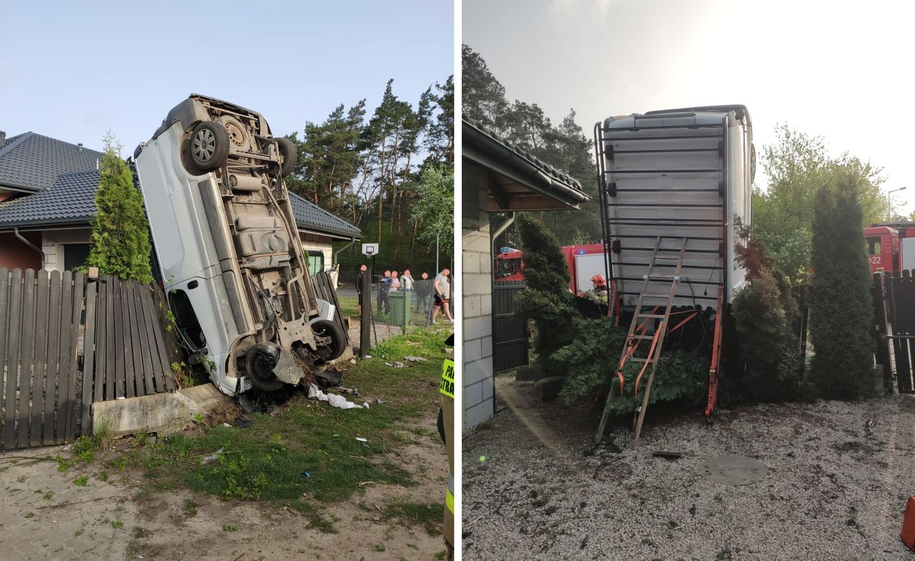 Samochód dostawczy wjechał na ogrodzenie