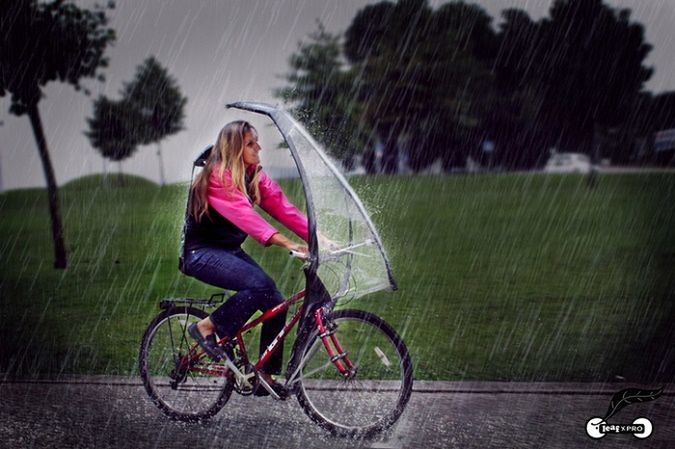 LeafxPro: rowerowy parasol. Jazda w deszczu przestanie być problemem