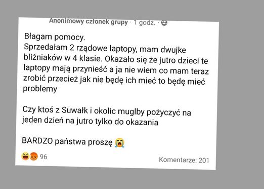 Po sprzedaniu darmowych laptopów pojawił się problem