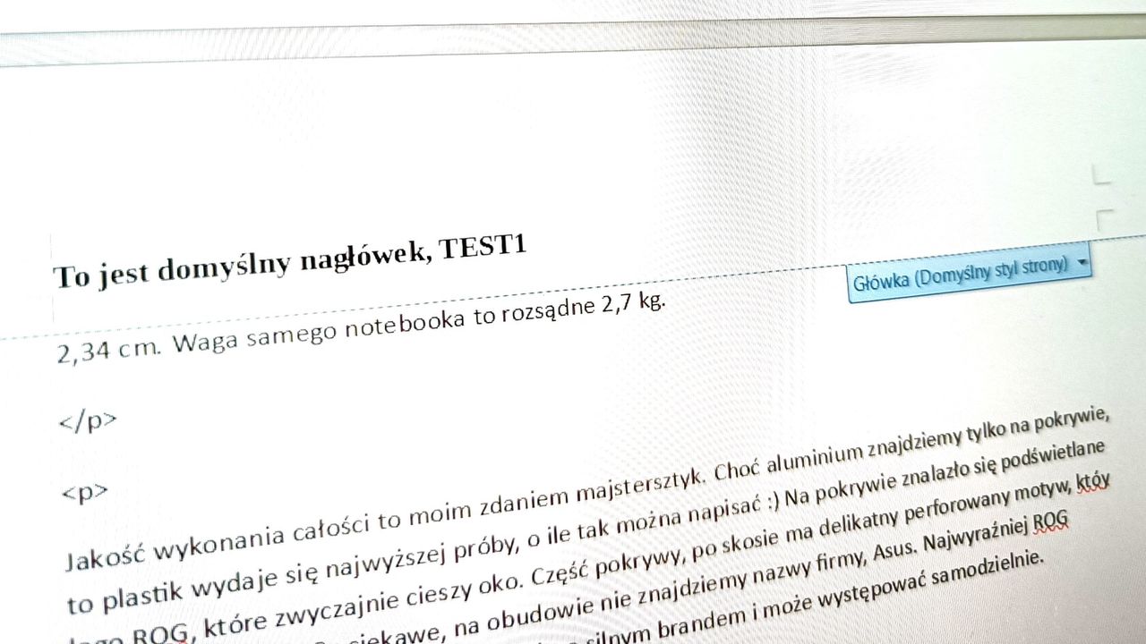 Nagłówek w LibreOffice