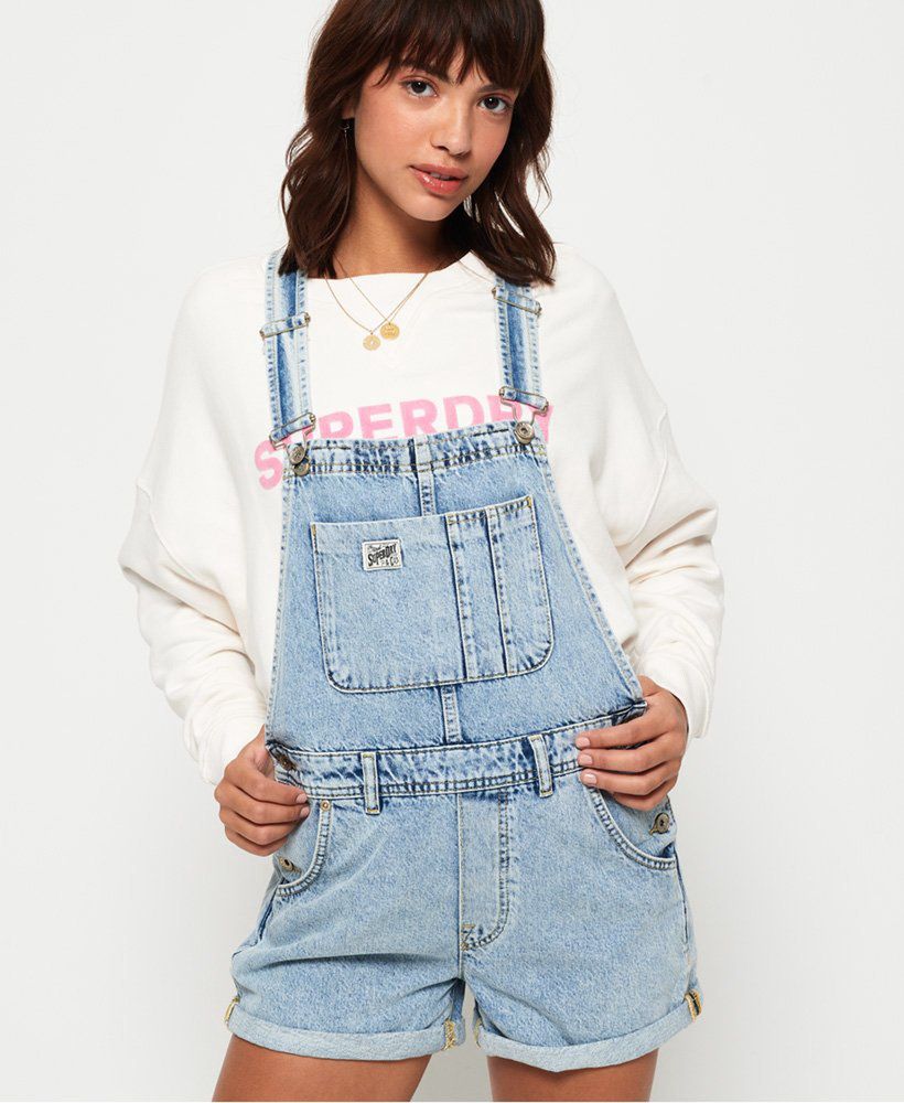 Jeansowe krótkie ogrodniczki, SUPERDRY, 184,50 zł