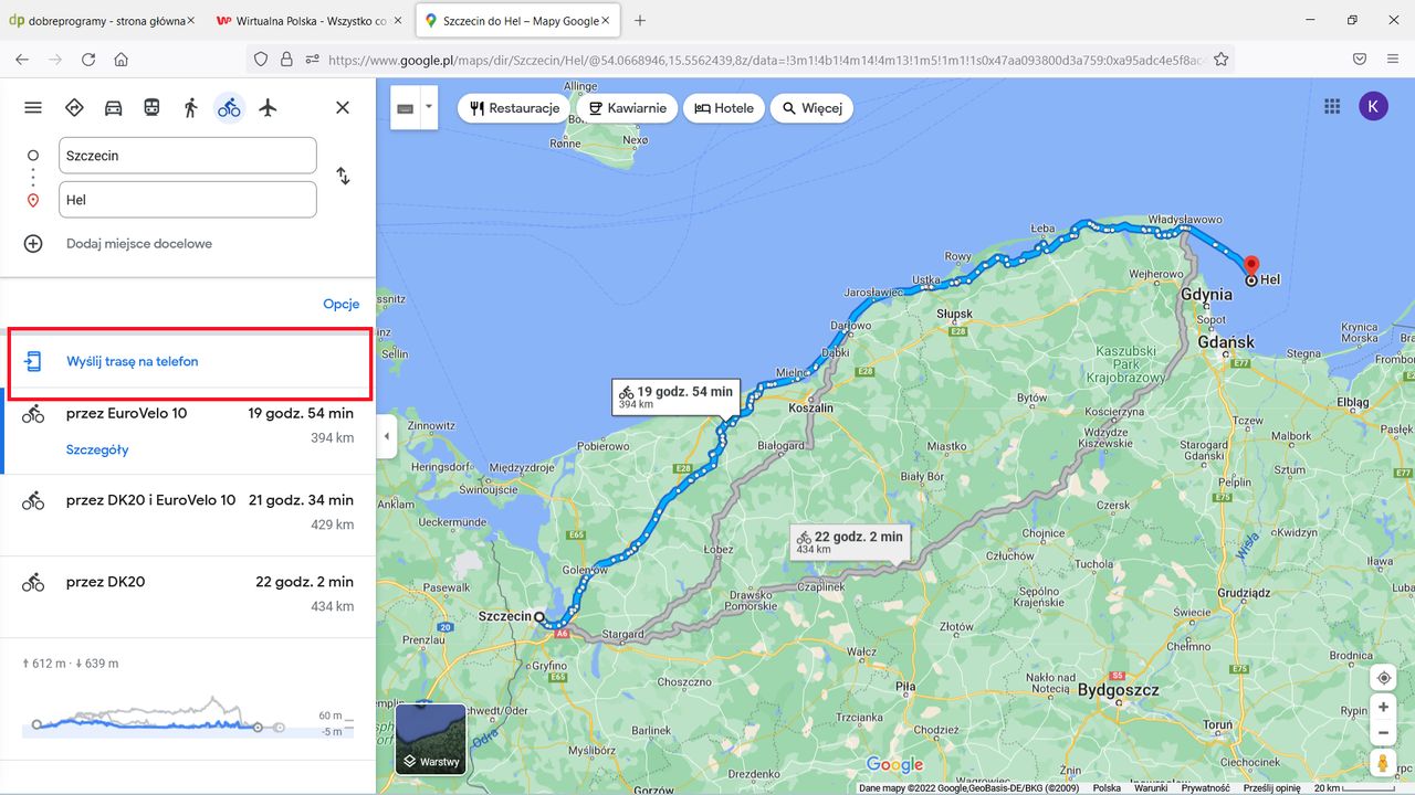 Google Maps: Wyślij trasę na telefon
