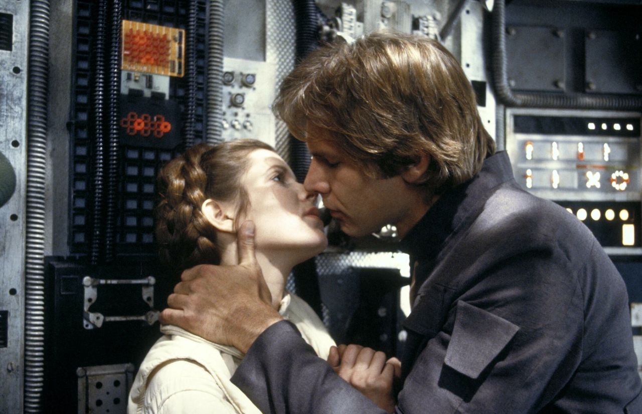 Carrie Fisher i Harrison Ford na planie filmowym