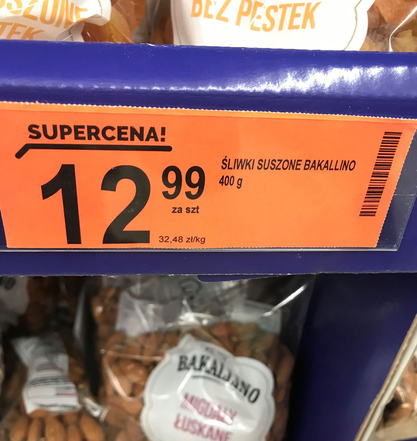 Cena suszonych śliwek w Biedronce. 