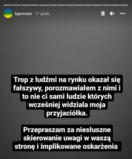 Gonciarz przeprasza za "fałszywy trop"