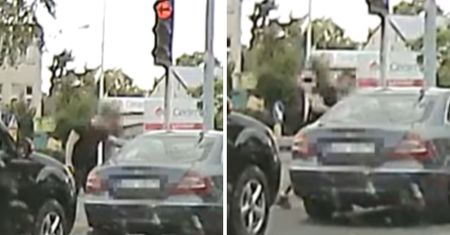 Zaatakował kierowcę na środku drogi. Wszystko się nagrało