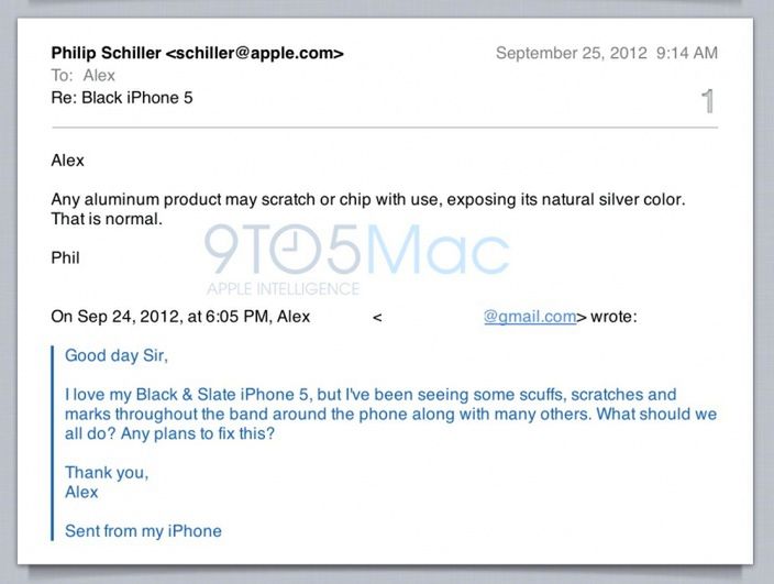 E-mail od Phila Schillera (fot. 9to5mac.com)