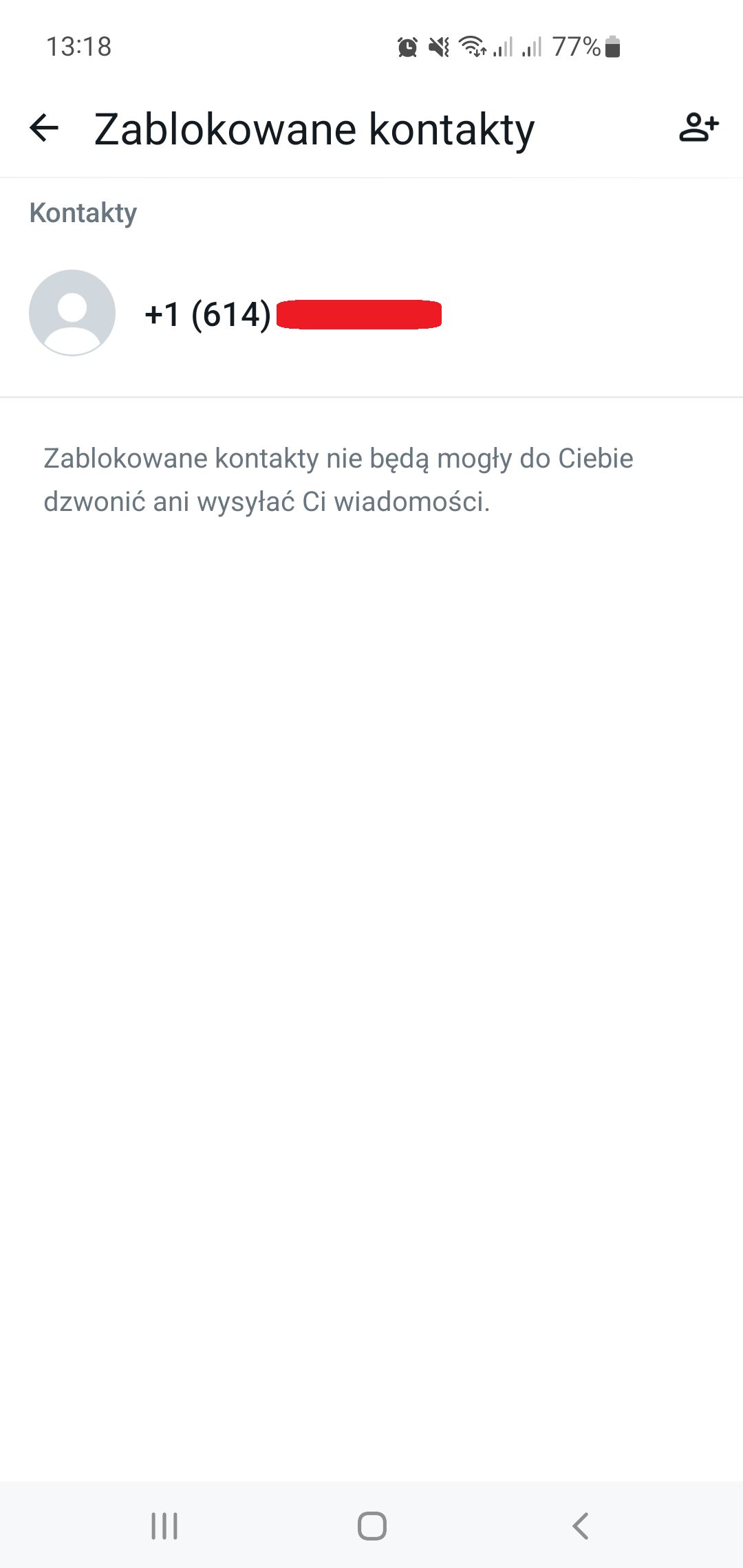 Zablokowane kontakty w ustawieniach WhatsAppa