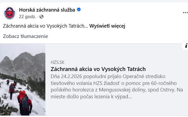 HZS ratowała polskiego turystę 